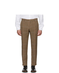 Brown Plaid Linen Chinos