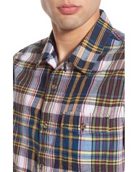 Woolrich Regular Fit Short Sleeve Dobby Plaid Shirt
