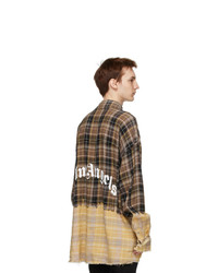 Palm Angels Brown Bleached Check Loose Overshirt