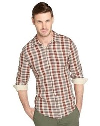 Just A Cheap Shirt Brown Plaid Cotton Button Front Long Sleeve Shirt