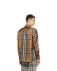 Burberry Brown Silk Twill Reconstructed Shirt