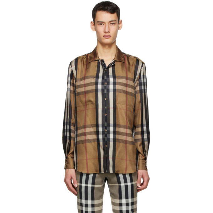 Burberry Brown Silk Twill Reconstructed Shirt, $2,150 | SSENSE | Lookastic