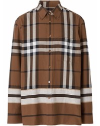 Burberry Check Stripe Cotton Flannel Shirt