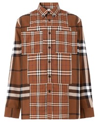 Burberry Contrast Panel Checked Flannel Shirt