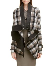 Brown Plaid Open Jacket