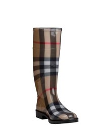 Burberry 3201798 Beige House Check Mid Calf Rubber Rain Boots