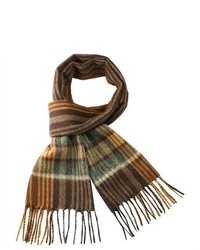 Dahlia Winter Wool Blend Scarf Brown Stripes Plaid Brown