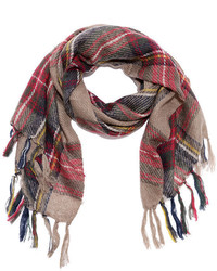 Hearth Day Red And Brown Plaid Scarf