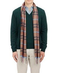Colombo Plaid Cashmere Scarf Brown
