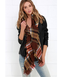 Study In Style Brown Plaid Scarf