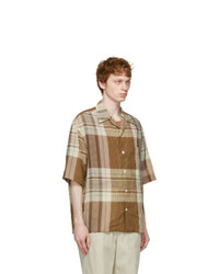 Lemaire Brown Cotton And Linen Short Sleeve Shirt