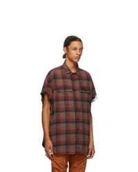 R13 Red And Black Oversize Cut Off Shirt
