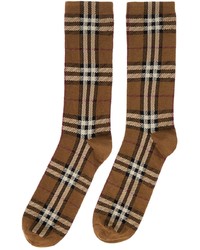 Burberry Brown Intarsia Check Socks