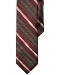 Black Brown 1826 Slim Fit Plaid Striped Silk Tie