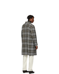 AMI Alexandre Mattiussi Off White And Black Wool Oversized Mac Coat