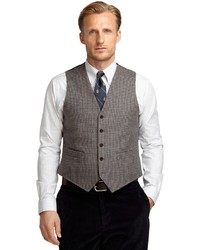 Brooks Brothers Blue With Brown Checks Vest