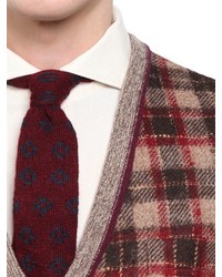 Lardini Plaid Wool Cashmere Blend Knit Vest