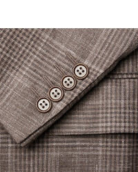Canali Brown Checked Wool And Silk Blend Blazer