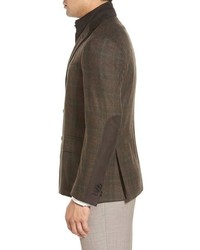Corneliani Classic Fit Plaid Wool Cashmere Sport Coat With Removable Liner