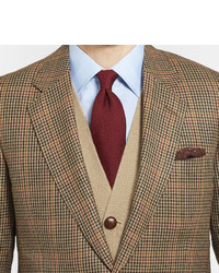 Kingsman Brown Single Breasted Brushed Wool Checked Blazer