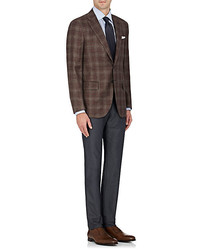 Isaia Sanita Wool Blend Plaid Two Button Sportcoat
