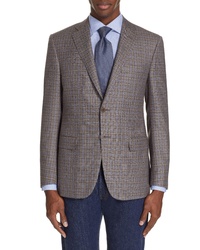 Canali Sienna Classic Fit Plaid Wool Sport Coat