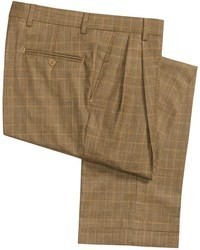 Brown Plaid Wool Dress Pants