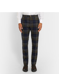 Etro Slim Fit Checked Wool Blend Trousers