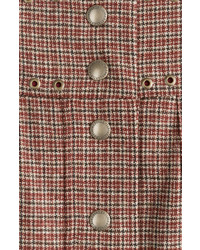RED Valentino Red Valentino Wool Plaid Mid Length Skirt With Eyelet Embellisht