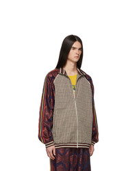 Gucci Brown Plaid Embroidered Track Jacket