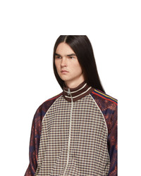 Gucci Brown Plaid Embroidered Track Jacket