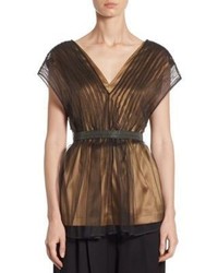 Brown Pleated Blouse