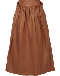 Joseph Betty Gathered Leather Wrap Midi Skirt