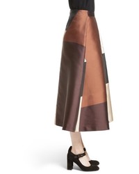 Co Pleated Satin Tea Length Skirt