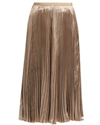 Brown Pleated Velvet Skirt