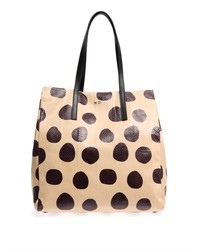 Brown Polka Dot Canvas Tote Bag