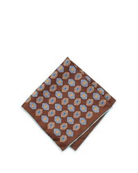 Neiman Marcus Diamond Print Silk Pocket Square Dark Brown