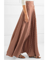 Diane von Furstenberg Polka Dot Silk Satin Maxi Skirt