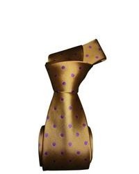 Dmitry Tan Purple Polka Dot Patterned Italian Silk Tie