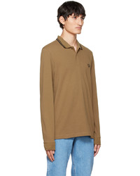 Fred Perry Brown Twin Tipped Long Sleeve Polo