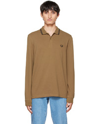 Fred Perry Brown Twin Tipped Long Sleeve Polo