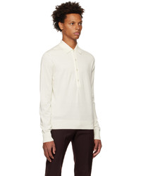 Tom Ford Off White Four Button Long Sleeve Polo