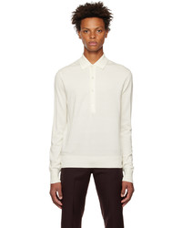 Tom Ford Off White Four Button Long Sleeve Polo