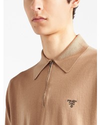 Prada Half Zip Wool Polo Shirt