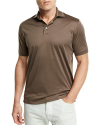 Ermenegildo Zegna Mercerized Cotton Polo Shirt Light Brown