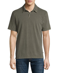 James Perse Sueded Jersey Polo Shirt Taupe