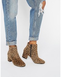 Brown Print Ankle Boots