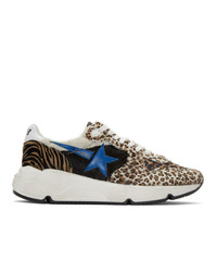 Golden Goose White And Brown Zoo Puzzle Running Sneakers