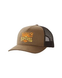 Rip Curl Logo Trucker Hat In Brown At Nordstrom