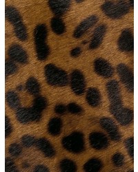 Versace Leather Leopard Print Biker Jacket